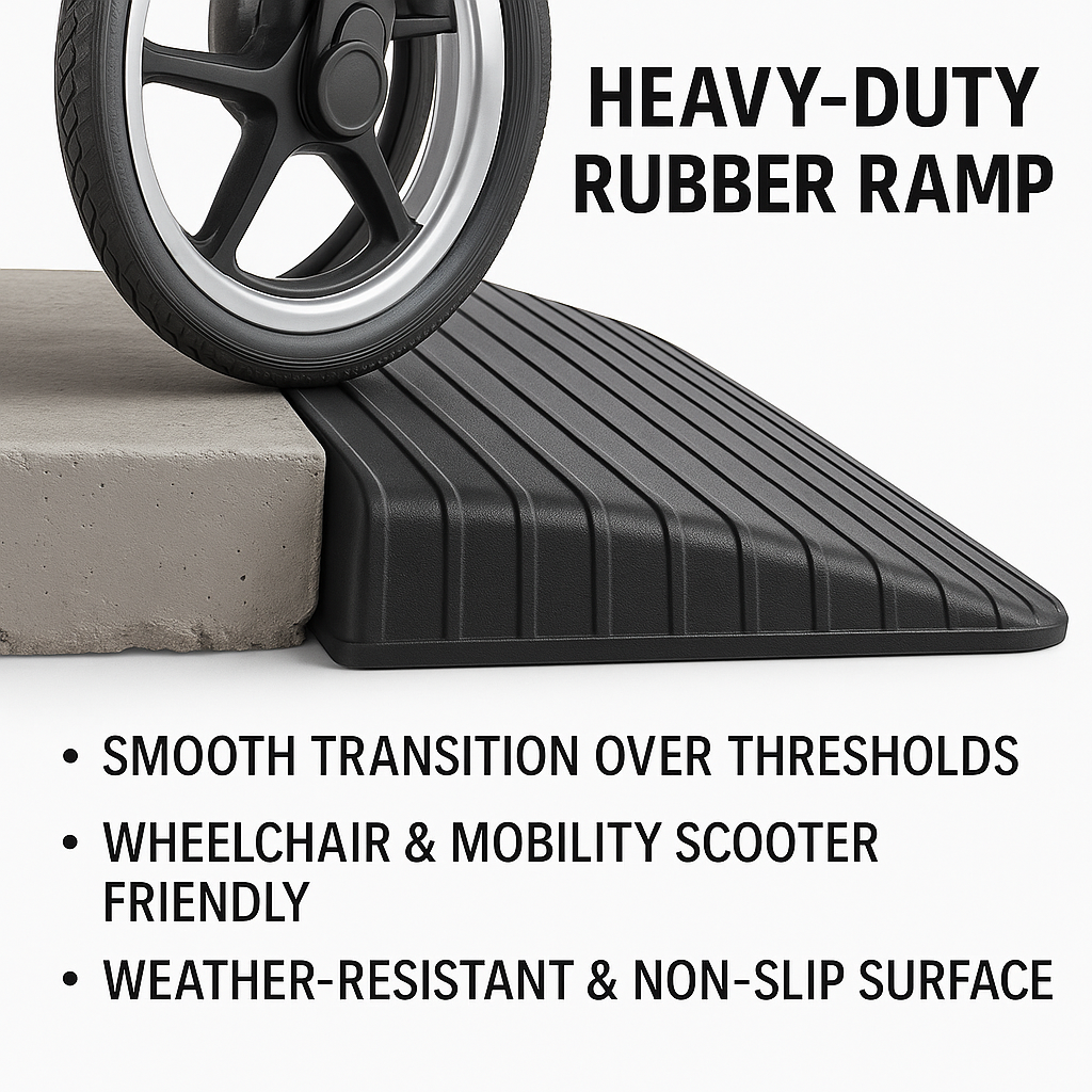 Non-Slip Mobility Ramp – Rubber Threshold Ramp for Easy Wheelchair Access