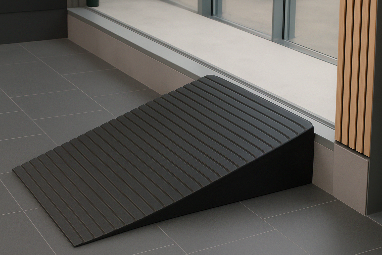 Heavy-Duty Rubber Threshold Ramp – 4.5"–7" Height for Wheelchair Access