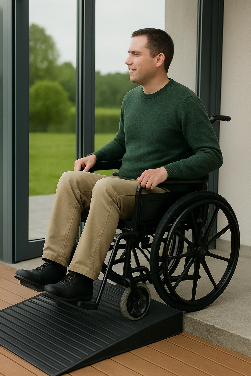 Heavy-Duty Rubber Threshold Ramp – 4.5"–7" Height for Wheelchair Access