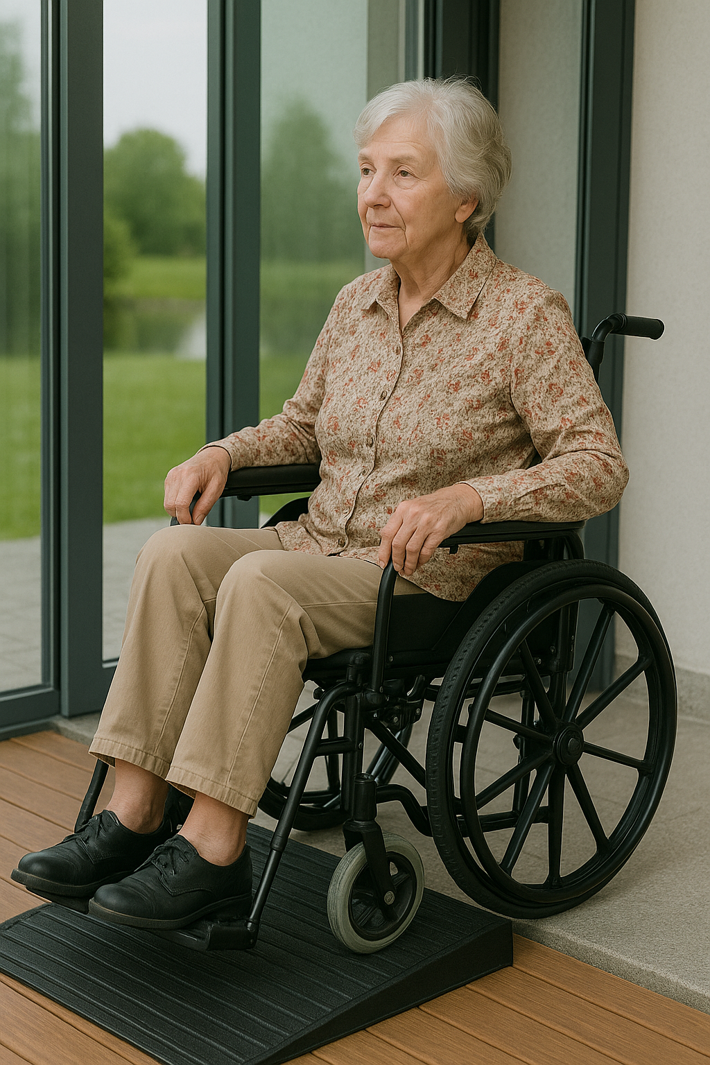 Heavy-Duty Rubber Threshold Ramp – 4.5"–7" Height for Wheelchair Access